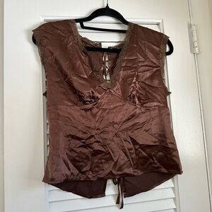 Commense Brown Satin Blouse